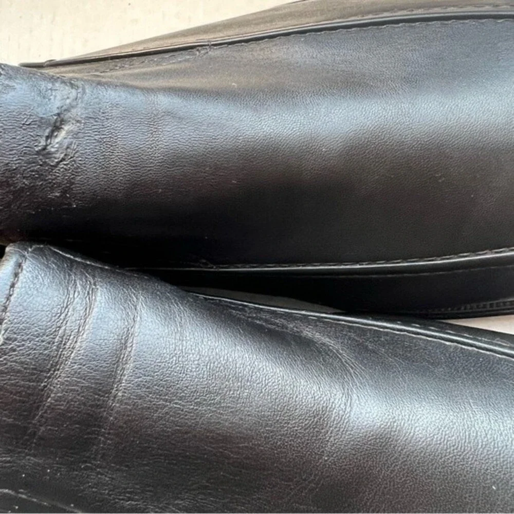 Johnston & Murphy Black Leather‎ Square Toe Slip On Loafer Shoes Men's Size 12